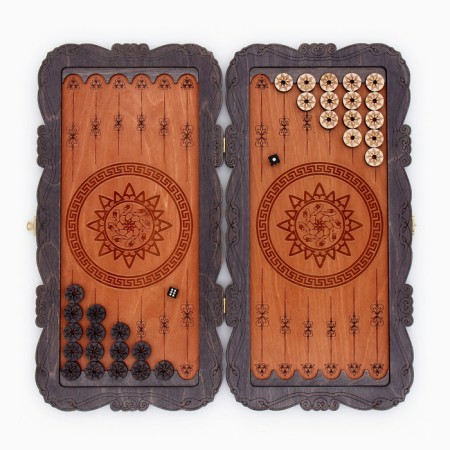 Wooden backgammon carved large "pattern", 45 x 45 cm-3