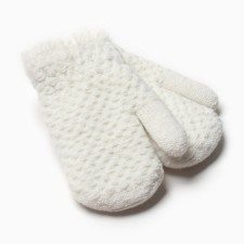 Baby mittens on the claim Minaku with the edge of 15 cm white