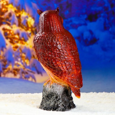 Garden figure "Owl on the stone" large 20x25x55cm-6