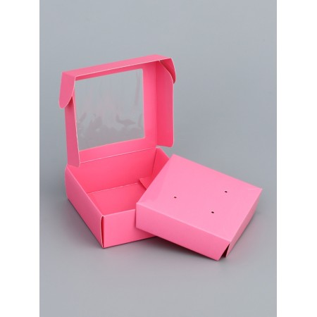 PVC jewelry box window 8 x 8 x 3 cm, pink-2
