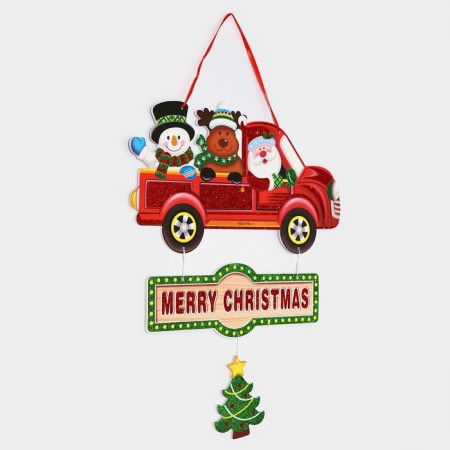 Decorative decoration (suspension) "Santa Claus with friends" 49.5x39.5 cm-2