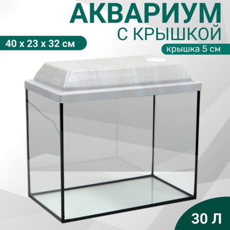 Aquarium "rectangular" with a lid, 30 liters, 40 x 23 x 32/37 cm, bleached oak