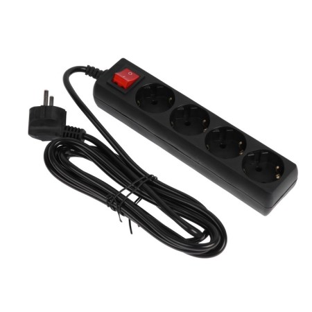 Network filter 5Bites SP4B-230 4S, 4 sockets, 3 m, 10 A, 3x0.75 mm2, with salary, with off., Black-1