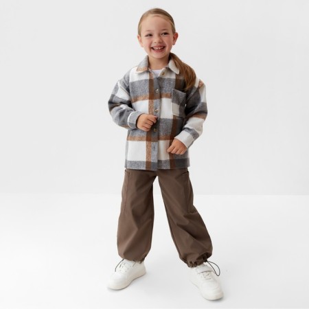 Children's shirt kaftan insulated, gray-beige color, size 30 (98-104 cm)-6