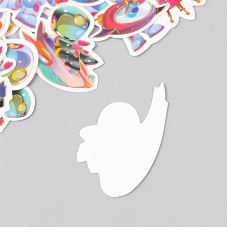 Stickers for creativity "Adventures of astronauts" embossing silver set 48 pcs 9x7x0.8 cm-3