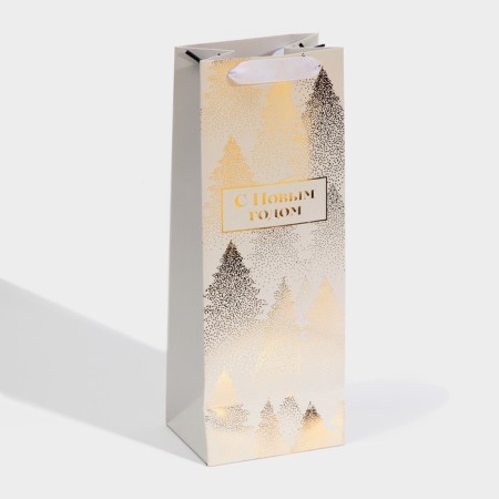 Package for the bottle "Golden", 13 x 36 x 10 cm, New Year-4