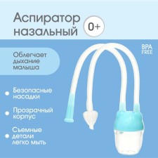 A children's nasal aspirator with a bend of the “bear”, the color of the blue