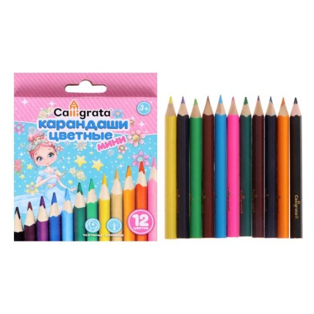 Cauligrata color color pencils "Princess", mini in a cardboard box, a triangular, wooden building-4