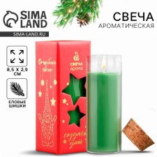 New Year's candle in the spruce cones flask