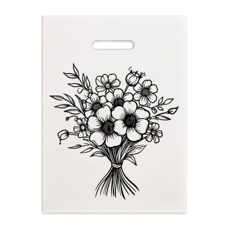 Polyethylene "Bouquet" package white-black 30x40 cm 50 μm