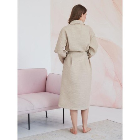 Unisex bathrobe Pamira, size m, beige color-8