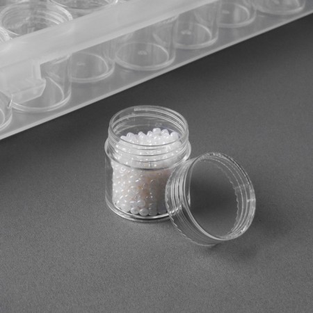 A set of jars for needlework, 39 pcs, d = 2.5 × 2.9 cm, in a container, 35 × 9 × 3.8 cm, the color is transparent-3