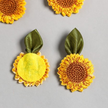 Decor for creativity Textile Embroidery "Sunflower" 3.2x5 cm