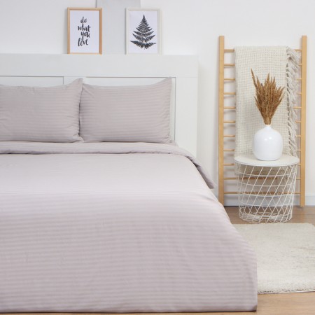 Lovelife bedding set Beige Line 143*215cm-2 pcs, 230*240cm, 50*70cm-2 pcs, Straip-Satin, 100%p/e