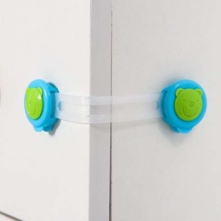 A set of locks for doors and boxes "Bear", universal, flexible, 2 pcs., Blue/green color, crumb I-3