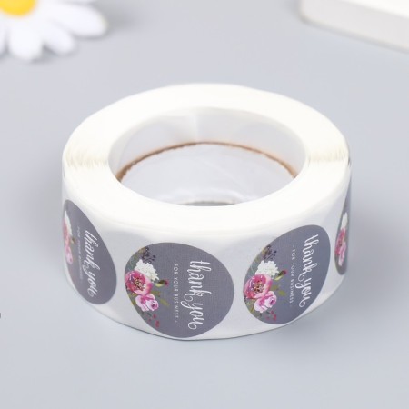 Stick Paper "Bouquet on gray. Gratitude" D = 2.5 cm 500 pcs in a roll 3x6.5x6.5 cm-2