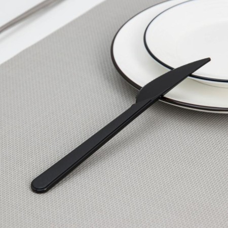 Plastic disposable knife "premium", 18 cm, black color-1