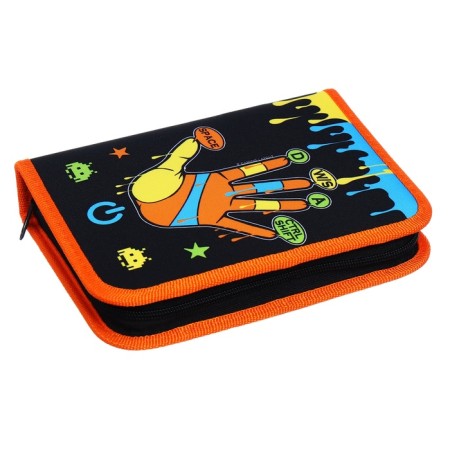 Penal 1 section, 140 x 200 x 40 mm, 2 folding strips, fabric, Hatber "Old Gamer" Black/Yellow NPK_74290-1