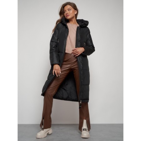 Coat insulated winter female, size 54, black color-16