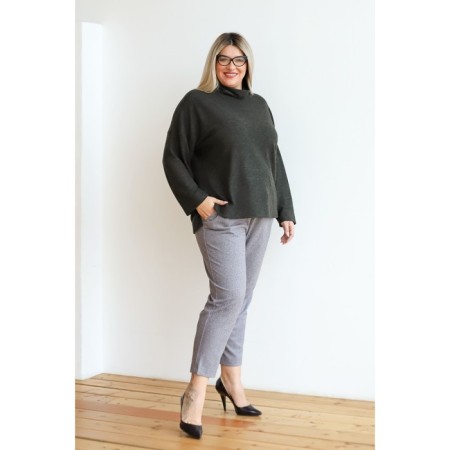 Female trousers, size 58, gray color-2