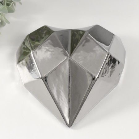 Souvenir Ceramics "Heart 3d Branch" silver 15x15x5 cm
