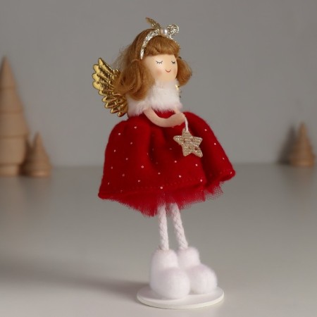 Interior doll "Angel in a red dress, with an asterisk" 5x7.2x15.5 cm-1