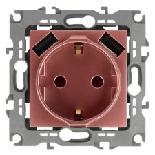 2p+E 16A-250V socket, curtains. with 2XUSB 5V-3A, era12, copper