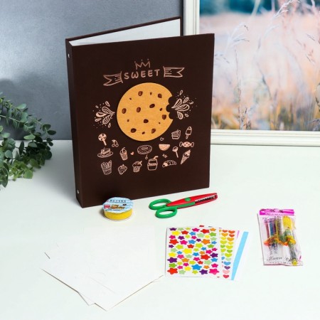 Photo album on rings 30 sheets+30 files "Sweets" Black sheets 31.4x25.8x5 cm-2