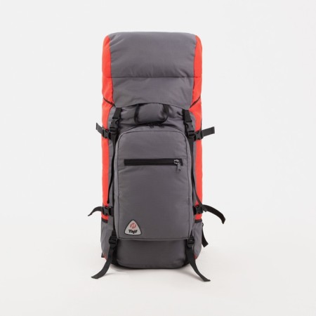 Tourist backpack, TAIF, 70 l, cord department, external pocket, 2 side pockets, gray/red color-2