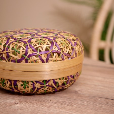 VAZ with a lid weaved, from bamboo 20x20x11 cm-3