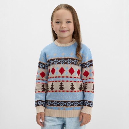 New Year. Knitted children's katan scandinavia size 32 (110-116 cm), blue-4