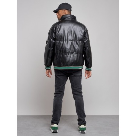 Eco -leather jacket men, size 52, black color-3