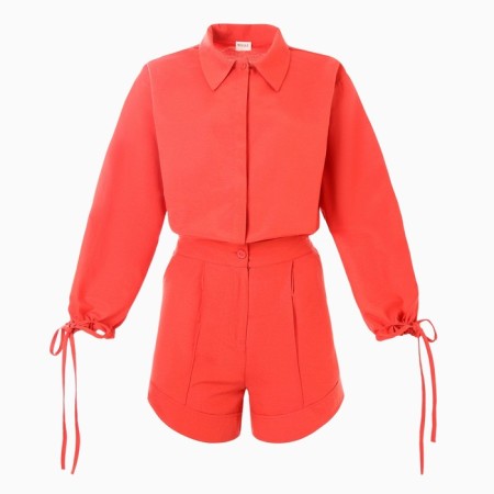 Women's costume (blouse, shorts) minku: casual collection color red, size 46-7