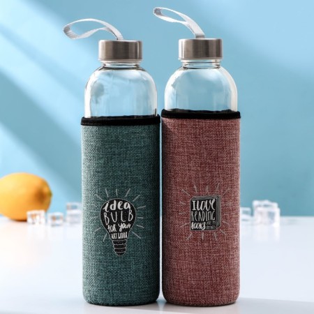 A glass bottle in a “Voyage” cover, 750 ml, h = 25 cm, color mix-5