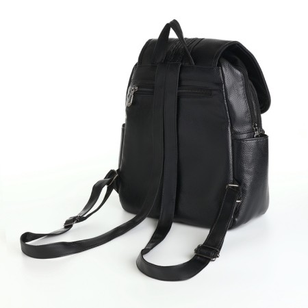 Women's backpack made of artificial leather with lightning, 2 pockets, black color-2