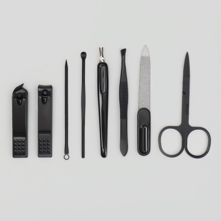 The manicure set "Christian", 8 items, in case, black/gray color-3
