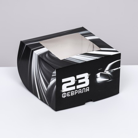 Packaging for 4 cupcakes with a window, "male", 16 x 16 x 10 cm-1