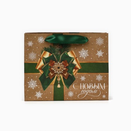 Craft vertical “New Year's bow” package, S 15 x 12 x 5.5 cm, New Year-3
