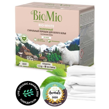 Washing powder for white linen BIOMIO BIO-WHITE, 1.5 kg-1