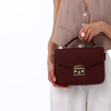 Women's bag on the valve, Textura, small size, burgundy color-13