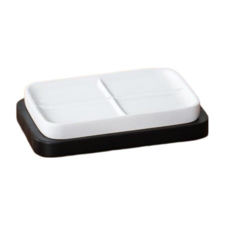 Soap dish, 12.2x8.5x2.5 cm, white-black