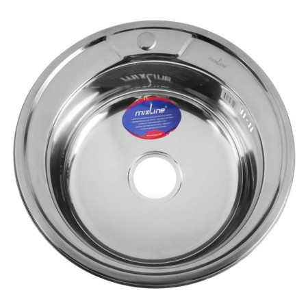 Kitchen sink Mixline 528184, mortise, thickness 0.6 mm, 51x51x17 cm, issue. 3 1/2 ", with Siphon