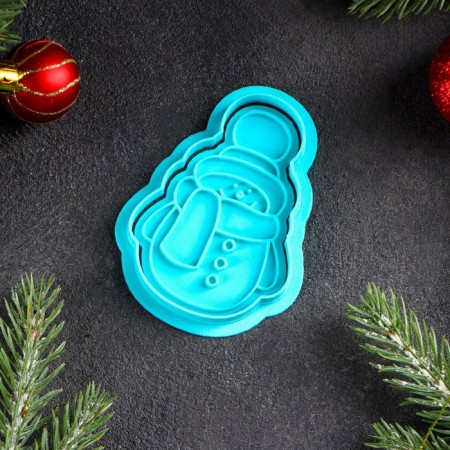 Books Form "Snowman", Cutting, Stamp, Blue Color-1