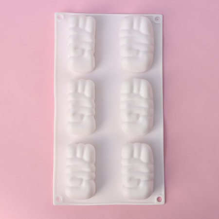 Form for mousse desserts and baking are “Love”, 29.5 × 17 × 3.5 cm, 6 cells (8 × 5 cm), white color-3