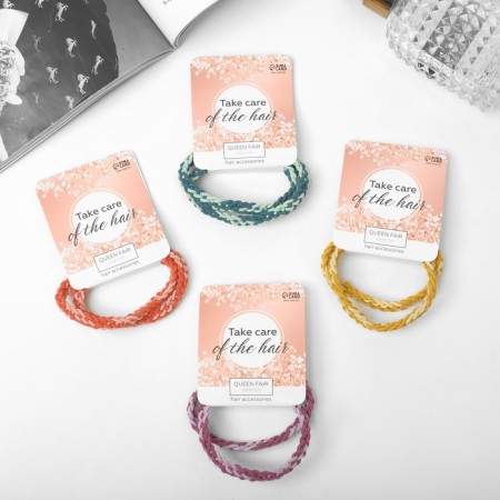 Hair elastic band "Sport" (set 2 pcs) weaving luxury, 5 cm, mix-1