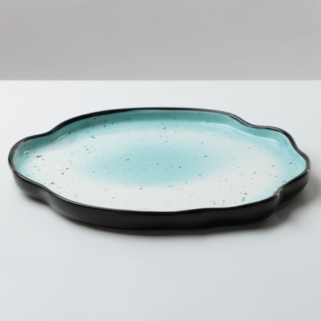 Poramine ceramic uneven edge "Blue", 27 cm, blue color-1