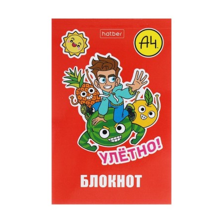 Notepad A7, 48 sheets, in a cage, on the gluing, "Vlad A4", cover coated paper, lamination, three -color block, block 60 g/m2, 5V mix-2