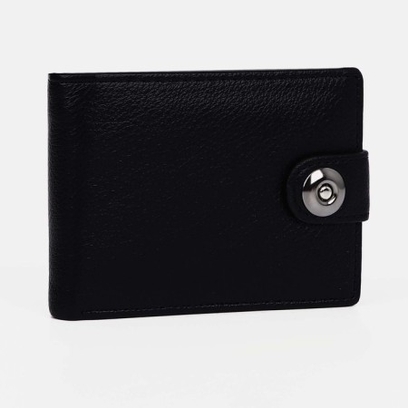 Male purse for magnet, department for bills, for maps, for coins, black color