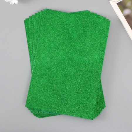 Foamiran glitter 2 mm, 20x30 cm, green-1