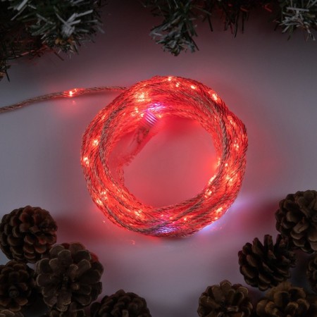 Garland "thread" 10 m dew, IP44, copper thread, 100 LED, red glow, flicker, 220 V